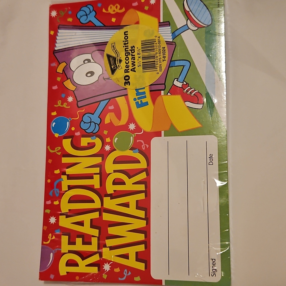 30 Certificates Reading Award - Red and Yellow, New pack of 30!